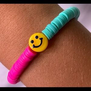 Clay flat bead bracelet handmade